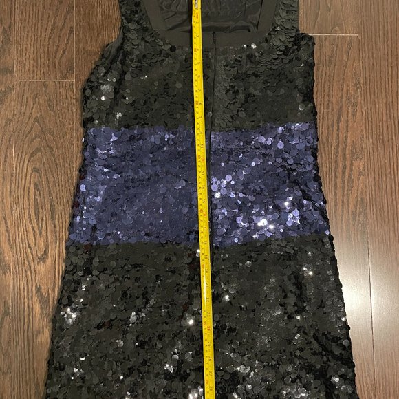 Vera Wang Lavender Label Black & Blue Sequins Silk Shift Dress - Picture 16 of 16